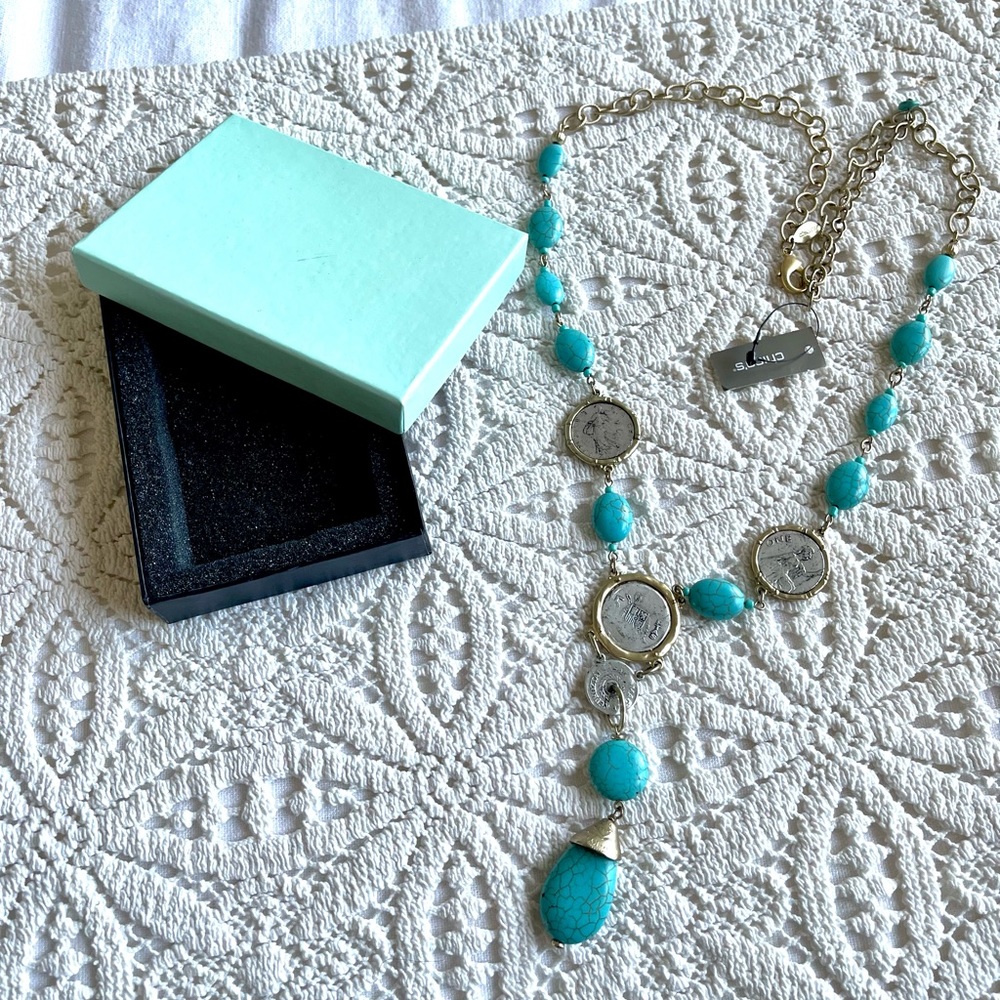 Chico’s Teal Coin Necklace